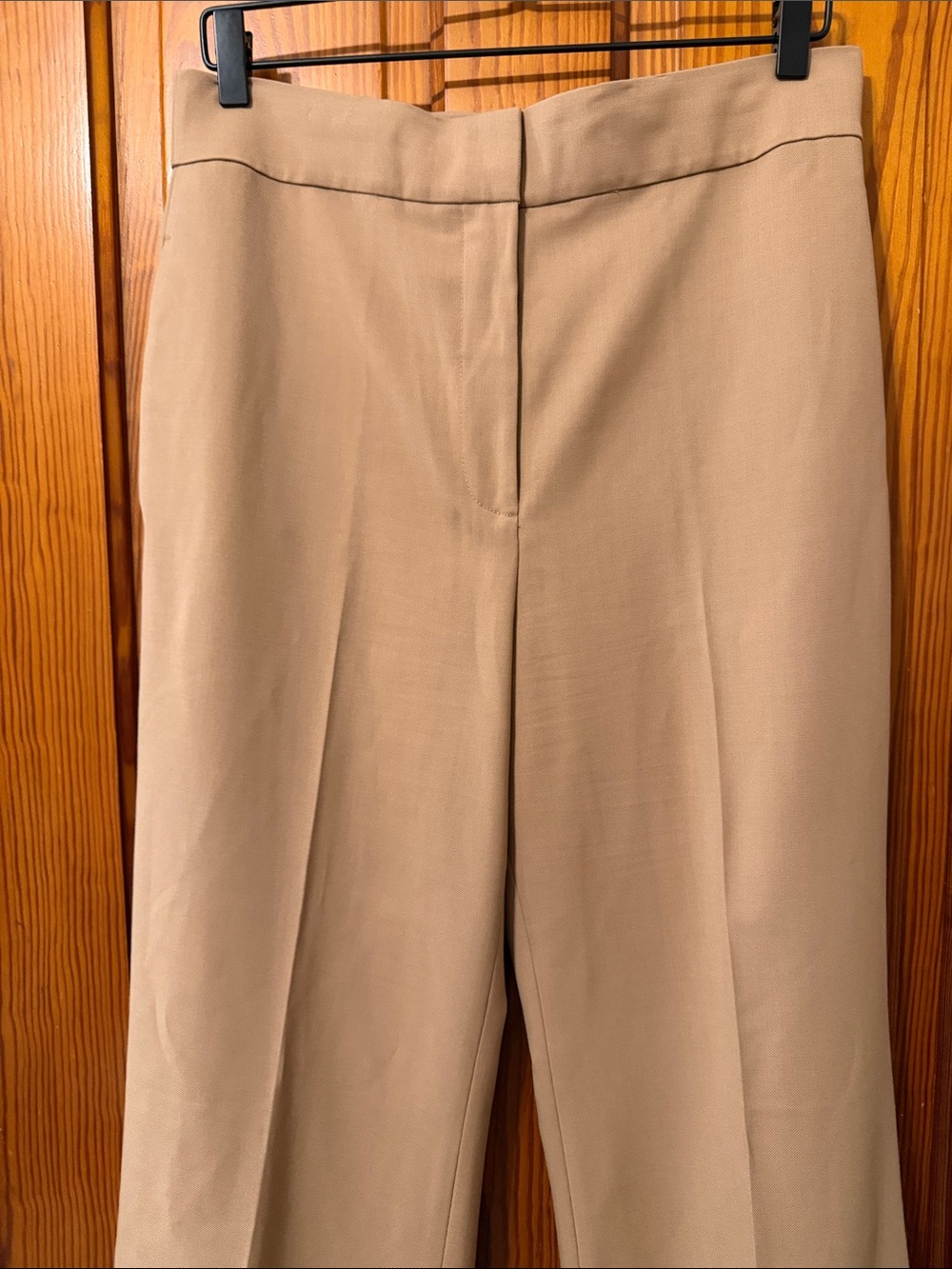 Rebecca Taylor Cavalry Twill Pant - Wool Blend Wide Leg Cropped Tan Khaki - Picture 4 of 15